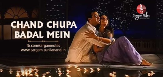 Chand chupa baadal mein hindi song harmonium notes in sargam